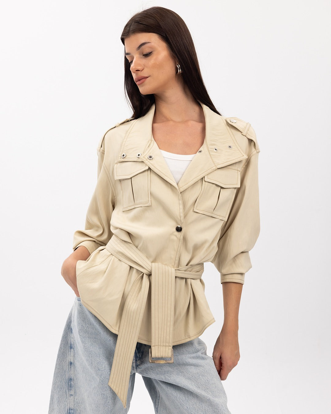 Beige Trench Jacket