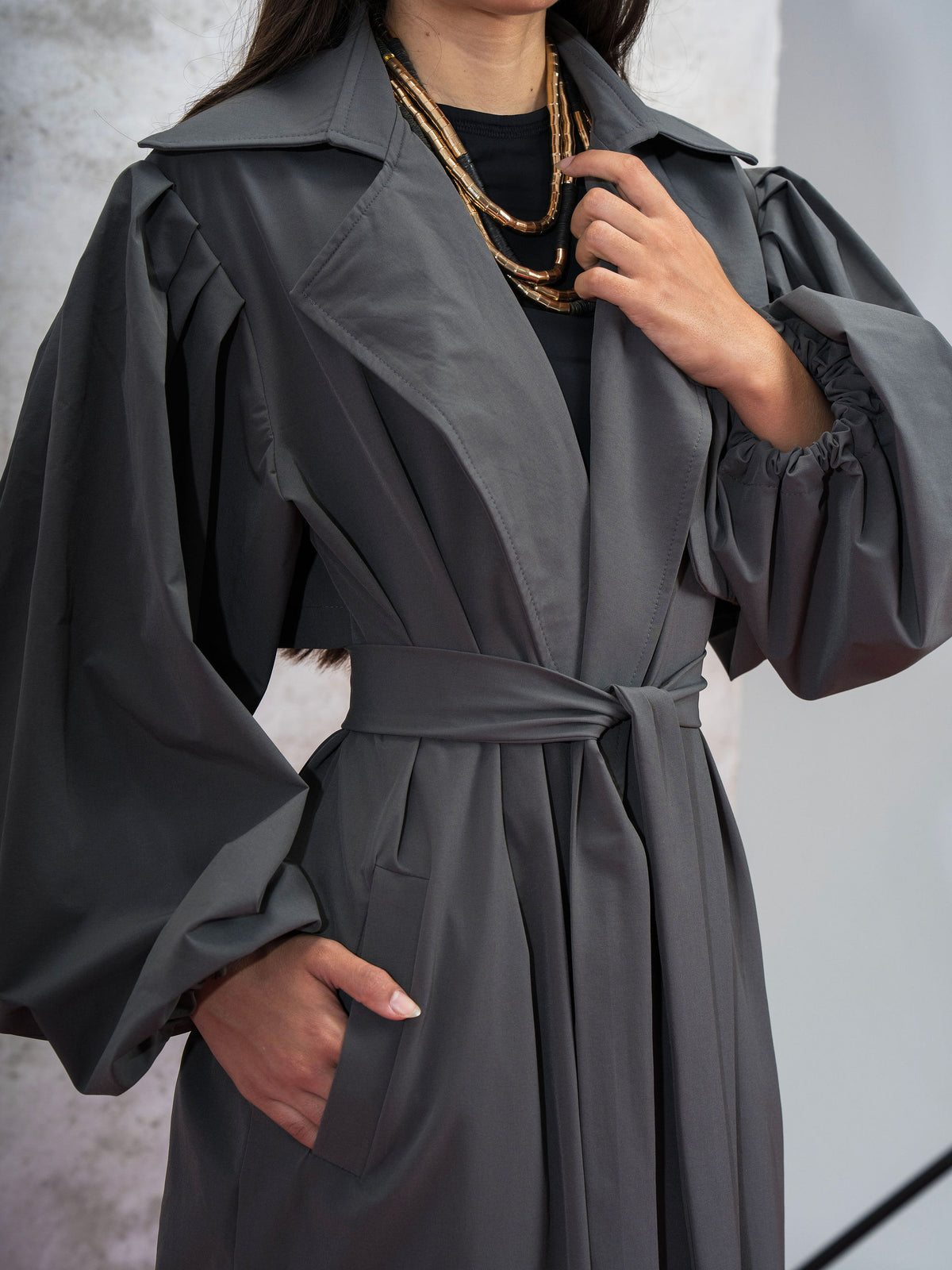 Elara Trench Coat Grey