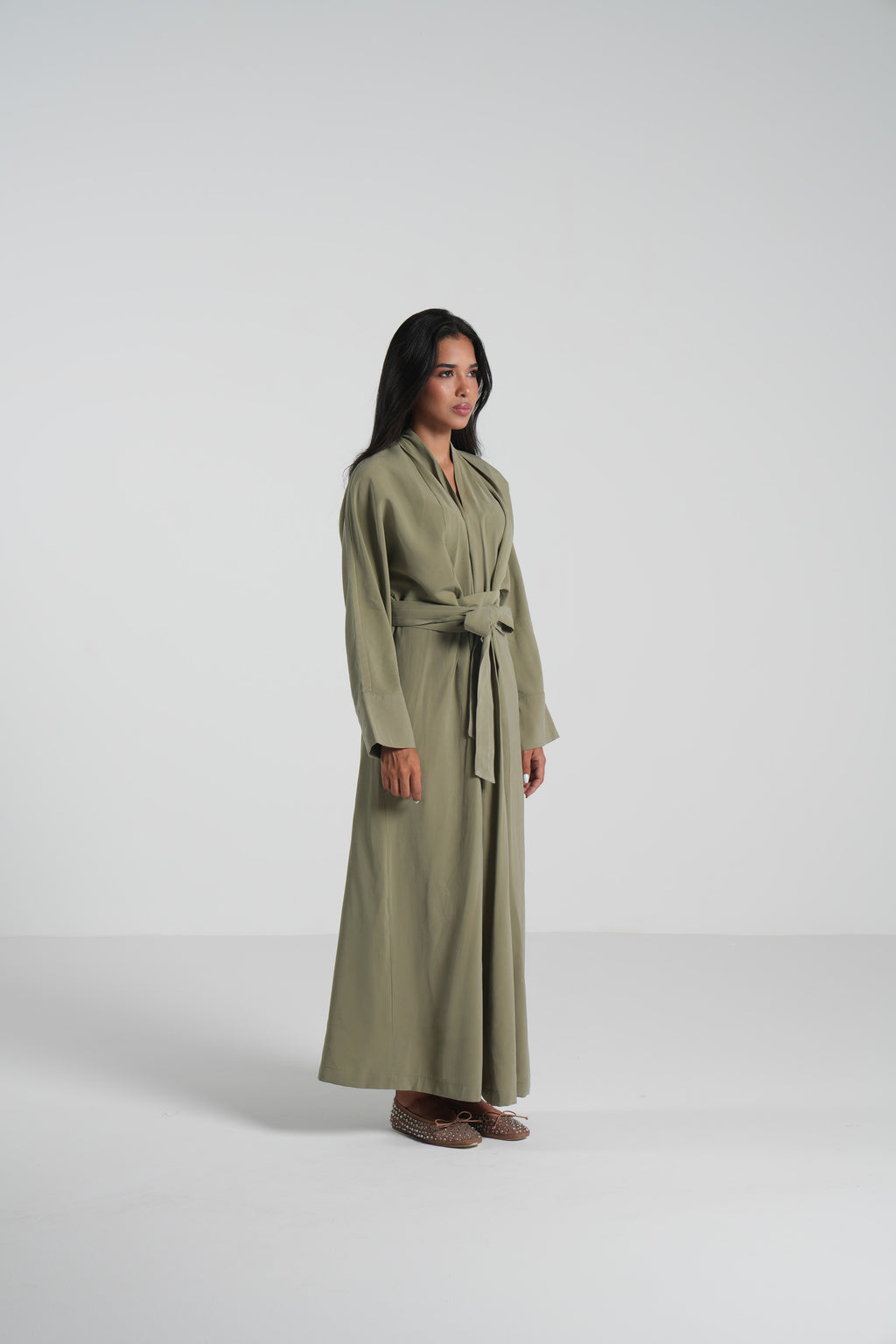 Breathable summer dress olive