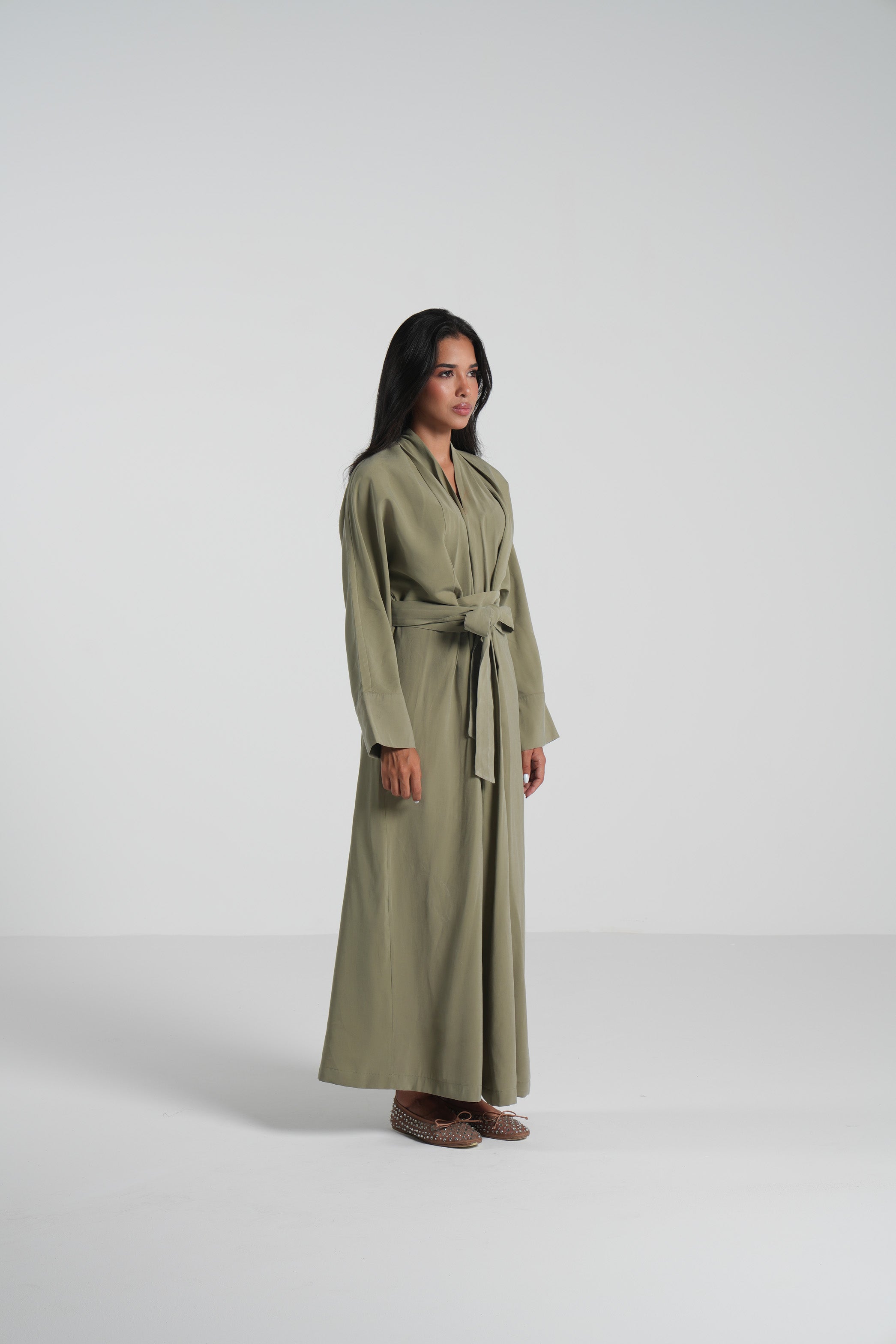 Breathable summer dress olive