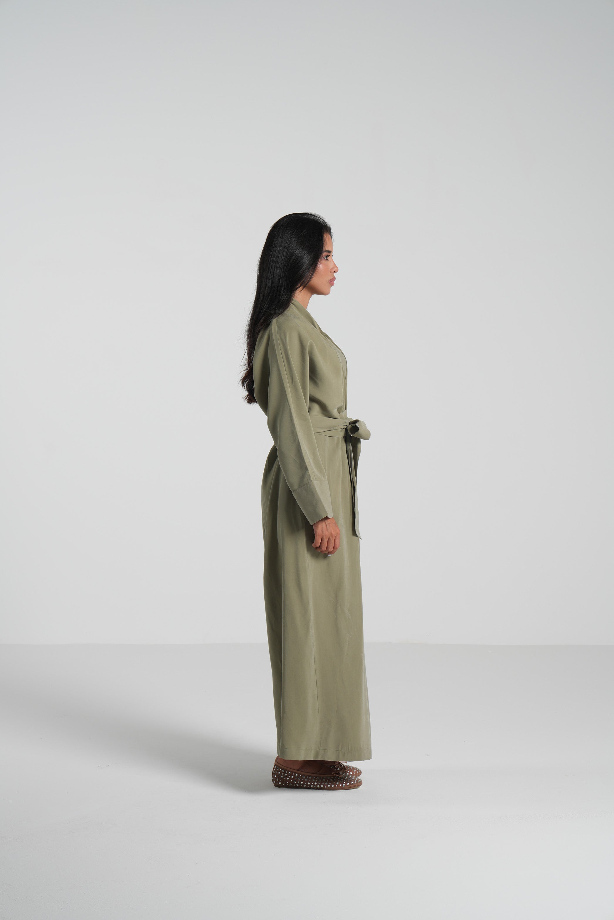 Breathable summer dress olive