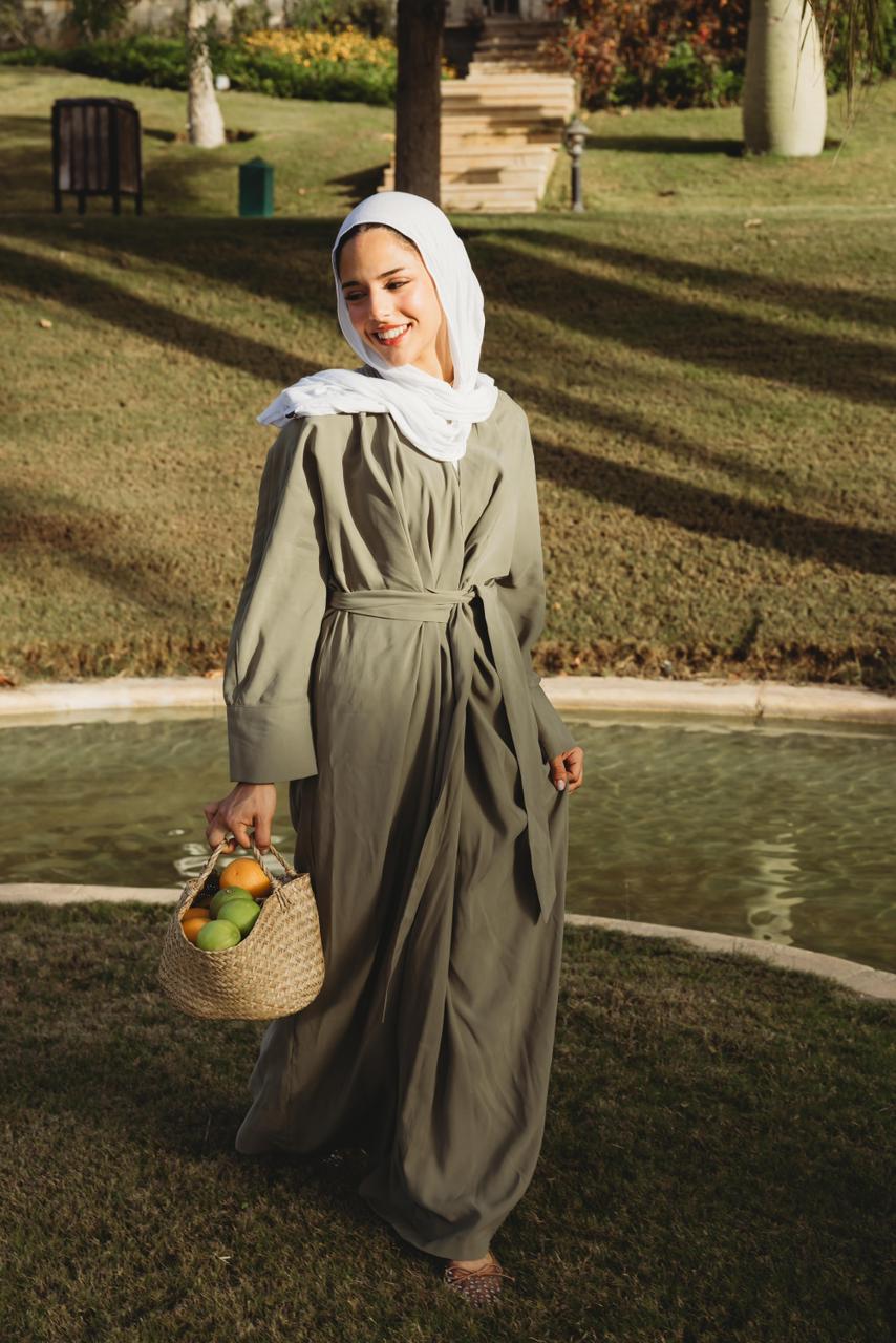 Breathable summer dress olive
