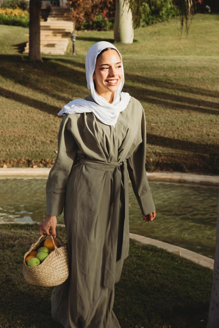 Breathable summer dress olive