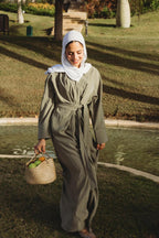 Breathable summer dress olive