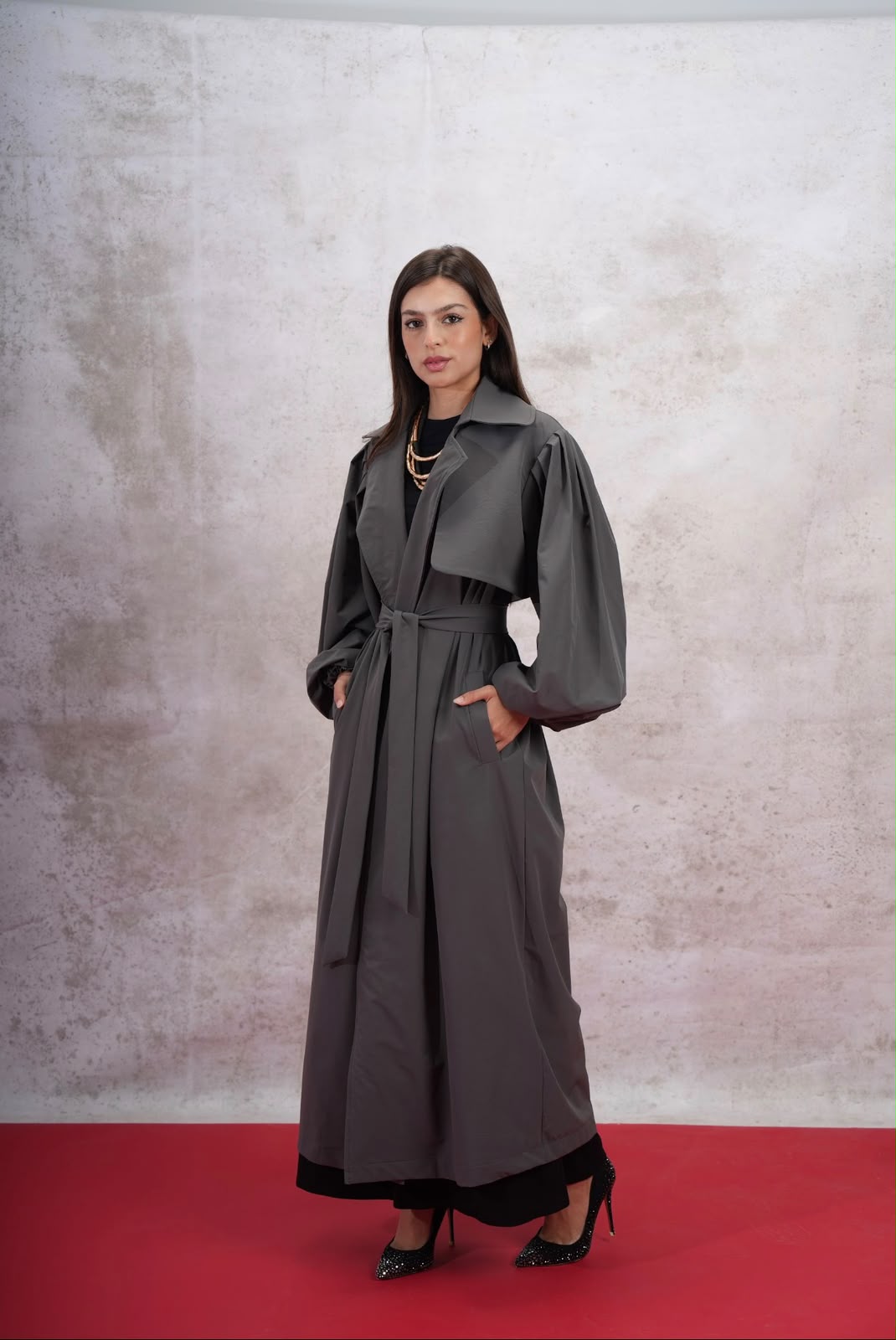 Elara Trench Coat Grey